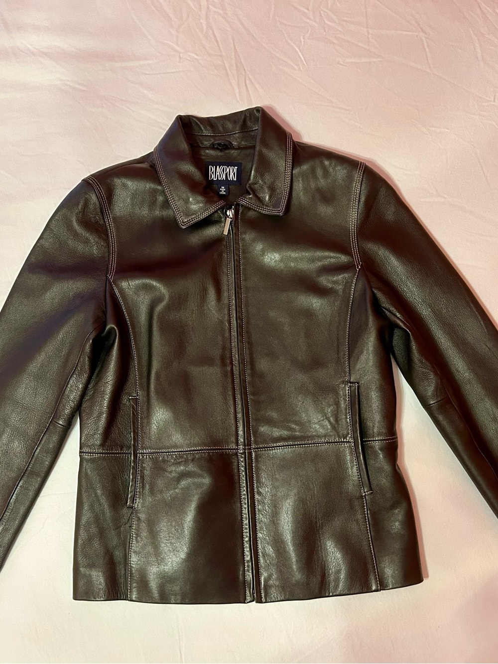BlackSport Women's Black Leather Zip-Up Jacket